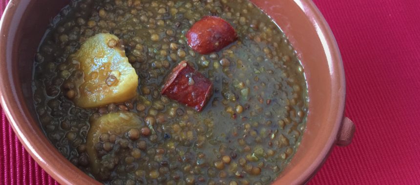 Lentejas estofadas con chorizo Asturiano