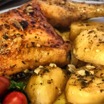 Pollo del corral asado al vino blanco